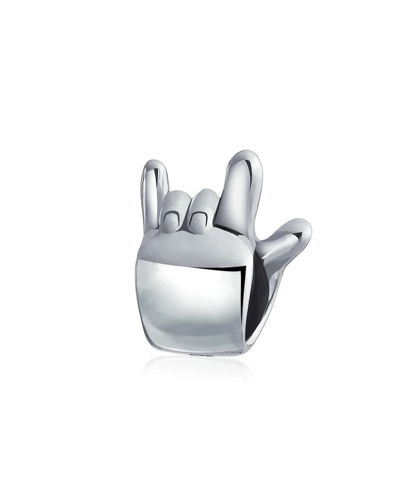 Bling Jewelry I Love You Hand Sign Symbol Charm Bead .925 Sterling Silver for Bracelet