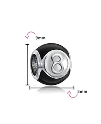 Bling Jewelry Black Magic 8 Billiards Ball Charm Bead .925 Sterling Silver for Bracelet