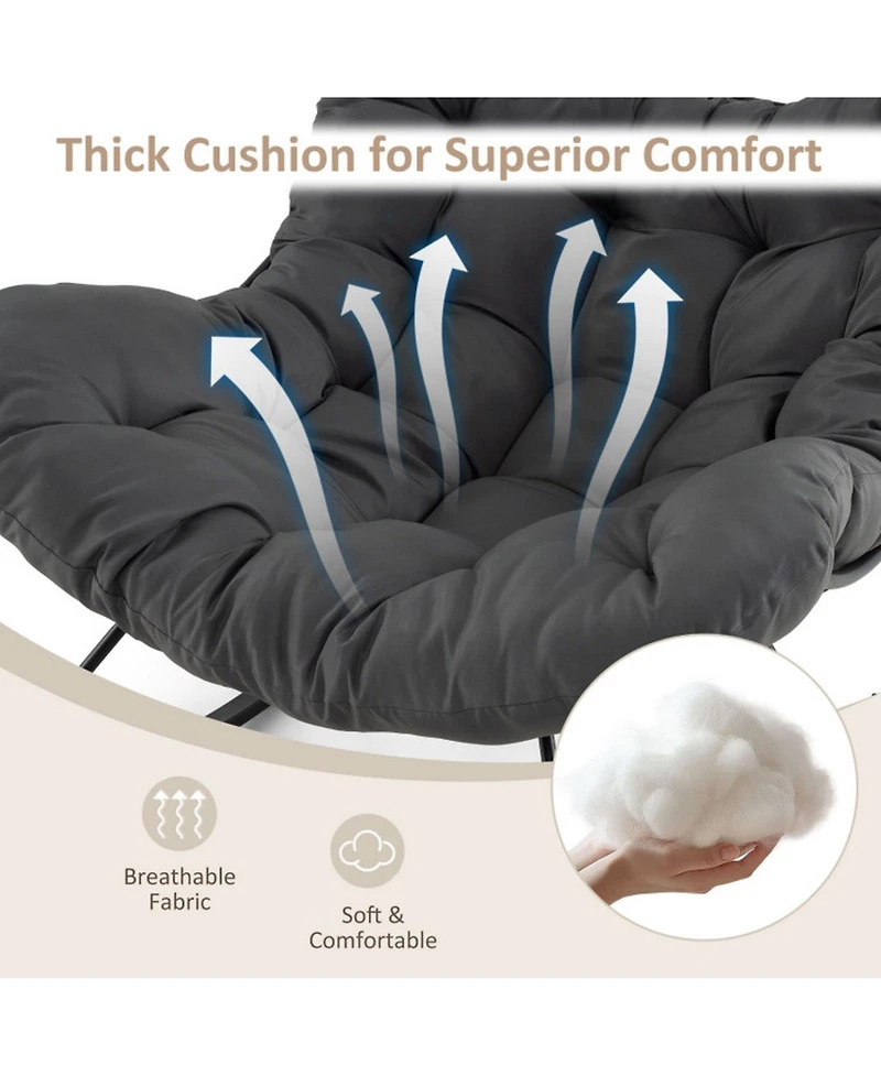 Gouun Oversized Egg Papasan Rocking Chair with Thick Cushion
