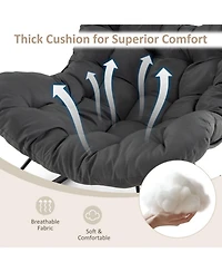 Gouun Oversized Egg Papasan Rocking Chair with Thick Cushion