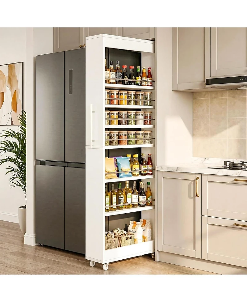 Tribesigns 73" Tall Slim Storage Cart on Wheels, 7-Tier Narrow Pantry Cabinet, Rolling Skinny Spice Rack Organizer Next to Fridge