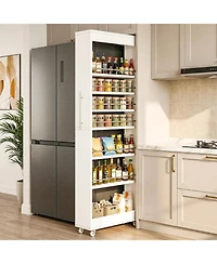 Tribesigns 73" Tall Slim Storage Cart on Wheels, 7-Tier Narrow Pantry Cabinet, Rolling Skinny Spice Rack Organizer Next to Fridge