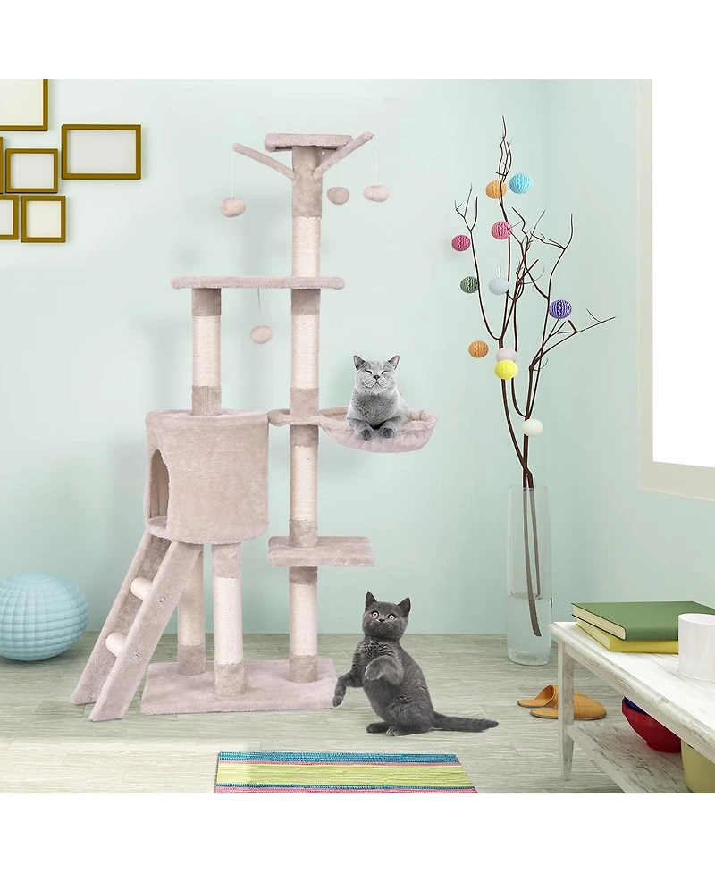 Cozito Cat Tree 56 in Tall with Condo Scratching Posts Ladder