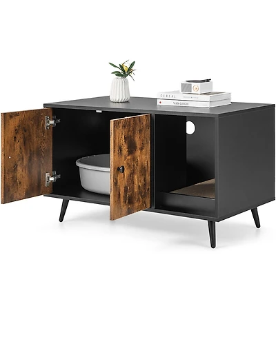 Cozito Cat Litter Box Enclosure 35.5 in Double Door Cabinet