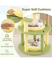 Cozito Cat Tower Avocado Theme with Wide Perch and Basket