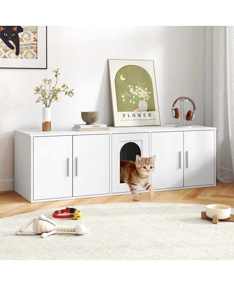 Cozito Cat Litter Box Enclosure 58 in Double Room Sisal Mat