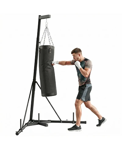 Soozier 72.8"-90.9" Adjustable Freesding Punching Bag with Sd,