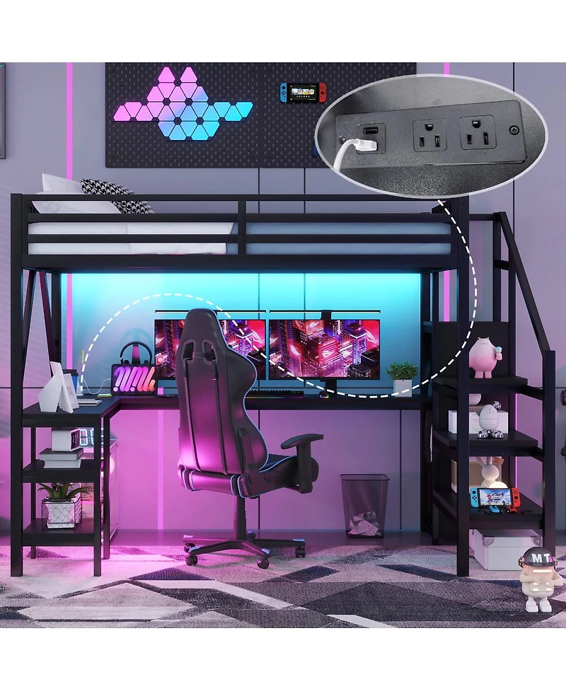 Streamdale Furniture Full Loft Bed Wardrobe