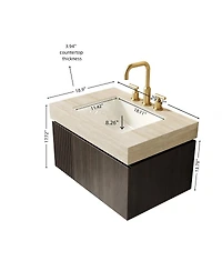 Sillysis 30 Inch Bathroom Vanity with Travertine Pattern Sintered Stone Top, Ceramic Undermount Sink, Soft Close Cabinet