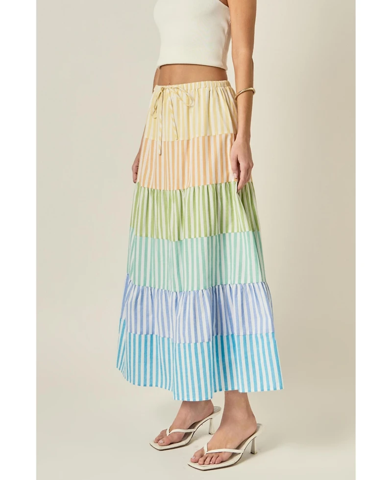 English Factory Women's Colorblock Elastic Skirt