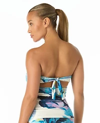 Carmen Marc Valvo Women's Amorphic Bead Trim Bandeau Neck One-Piece Swimsuit