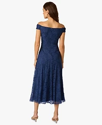 Adrianna Papell Women's Off-The-Shoulder Embellished Midi Dress