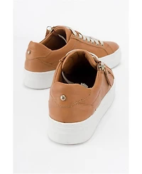 Forever & Always Shoes Women's Beryl Leather Zip Sneaker