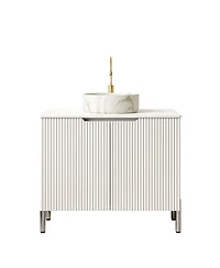 Sillysis Modern Bathroom Vanity with Vessel Sink, Soft Close Doors, Scandinavian Storage Cabinet