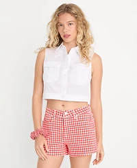 Good American Women's Cotton-Blend Sleeveless Button-Up Top, Created for Macy's