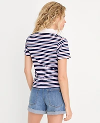Good American Women's Cotton-Blend Short-Sleeve Polo Shirt