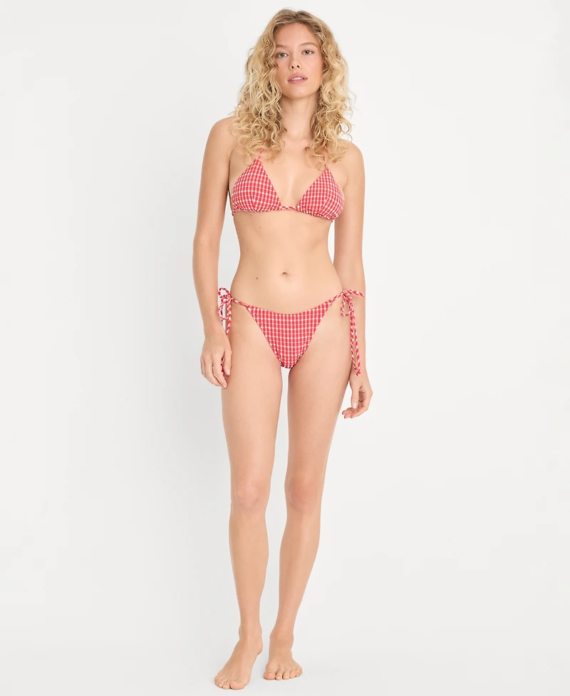 Good American Women's Nylon-Blend Gingham String Swim Bikini Top, Created for Macy's