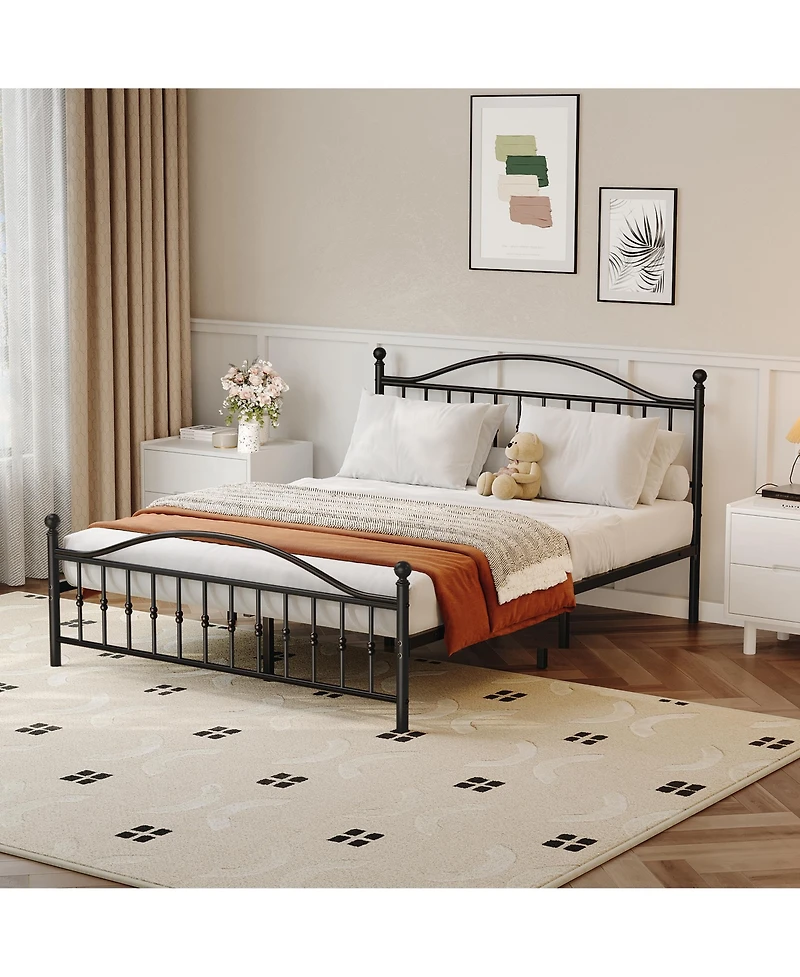 Homfan Sturdy Metal Platform Bed Frame with Headboard