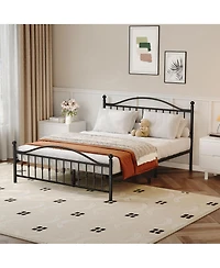Homfan Sturdy Metal Platform Bed Frame with Headboard
