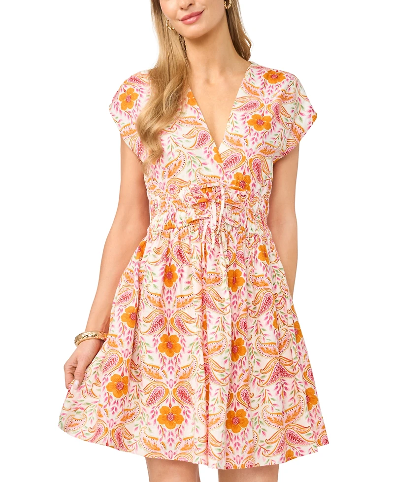 CeCe Women's V-Neck Multi Tie Dress