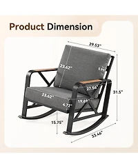 Tribesigns Outdoor Rocking Chair with Cushions, Patio Rocking Chair with Steel Frame and Olefin Fabric Seat