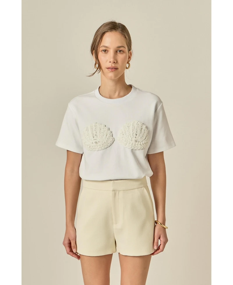 English Factory Women's Pearl Seashell T-Shirt