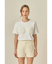 English Factory Women's Pearl Seashell T-Shirt