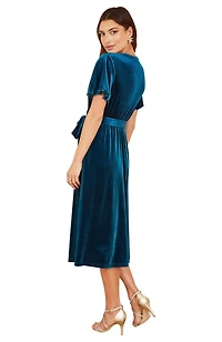 Yumi Women's Velvet Split Hem Midi Dress