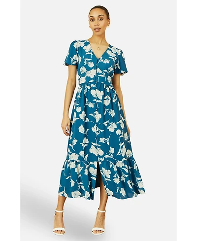 Yumi Women's Floral Button Down Midi Dress