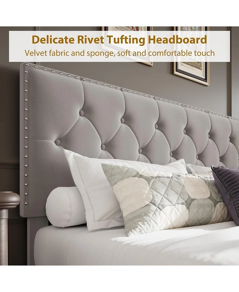 Homfan Upholstered Bed Frame with 2 Storage Drawers