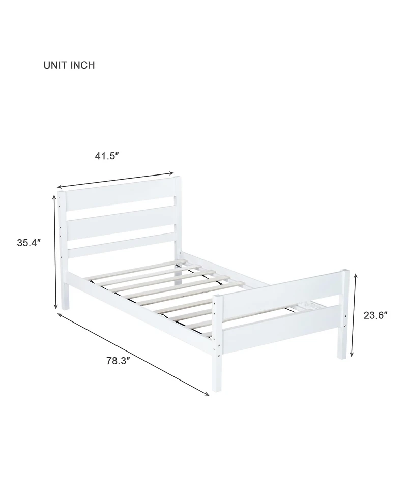Sailvan Rubber Wood Platform Bed Frame with Headboard and Footboard, Space-Saving Design
