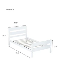 Sailvan Rubber Wood Platform Bed Frame with Headboard and Footboard, Space-Saving Design