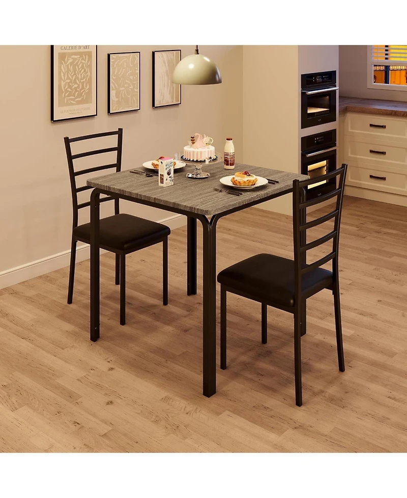 gaomon 3-Piece Small Kitchen Table Set for 2, Modern Square Dinette, Compact Indoor Dining for Breakfast Nook