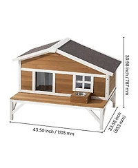 6thdruple Outdoor Insulated Cat House, Waterproof Wooden Shelte with Foam Walls and Platform