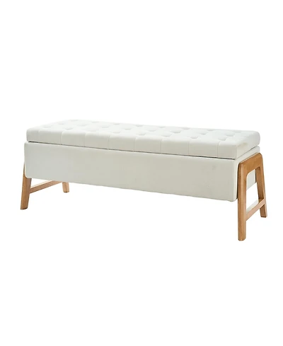 Hulala Home Mid-century Modern Lydia Storage Bench with Solid Wood Legs