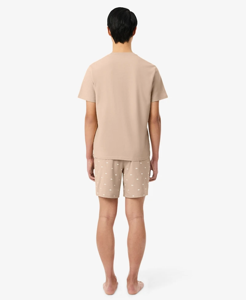 Lacoste Men's Crewneck Short-Sleeve T-Shirt and Pajama Shorts, 2-Piece Set