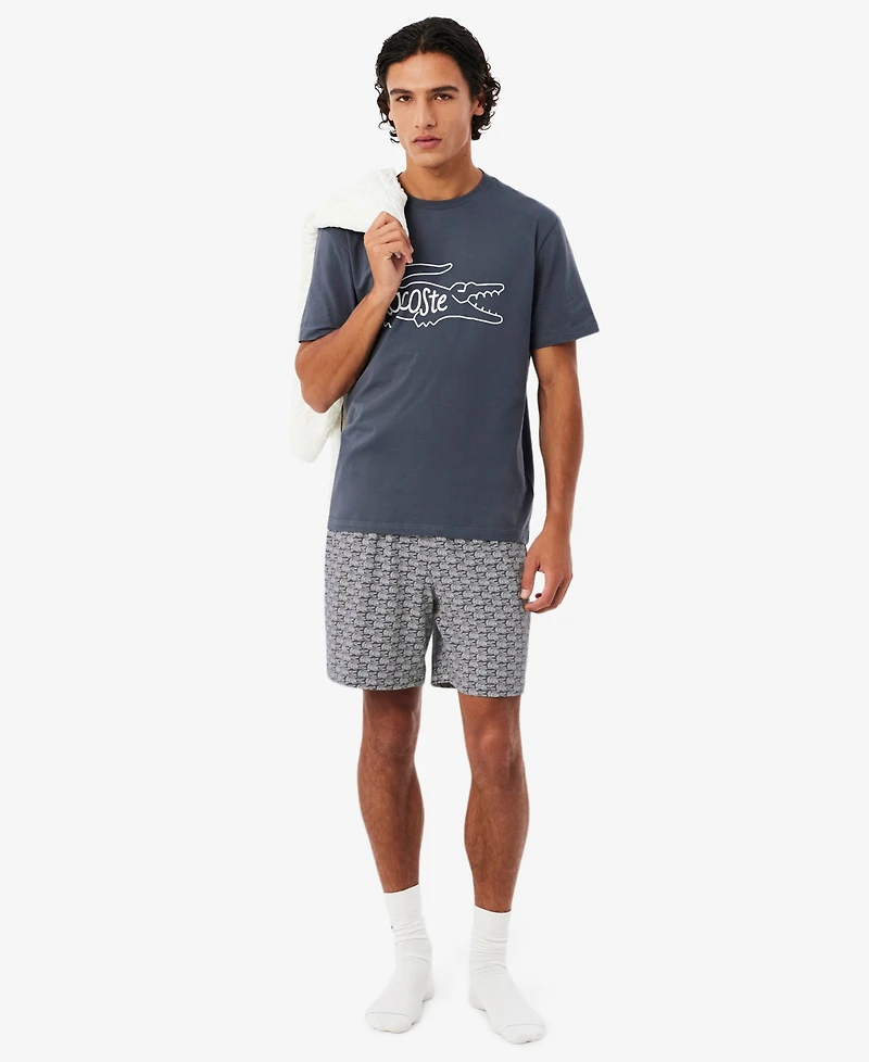 Lacoste Men's Short-Sleeve T-Shirt and Pajama Shorts, 2-Piece Set