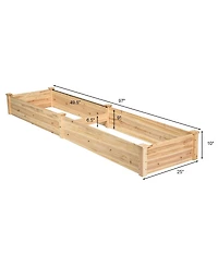 Gouun Fir Wood Raised Garden Bed with Divider, Open Bottom Planter Box