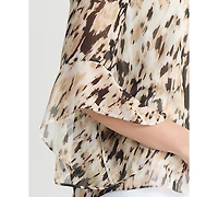 Kasper Women's Printed Flared-Cuff Blouse