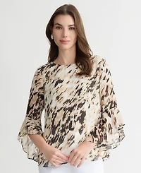 Kasper Women's Printed Flared-Cuff Blouse