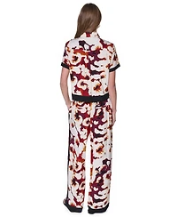 Dkny Women's Printed Short-Sleeve Camp Shirt