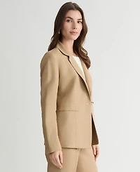 Kasper Women's Linen Notched Collar One-Button Blazer, Regular & Petite