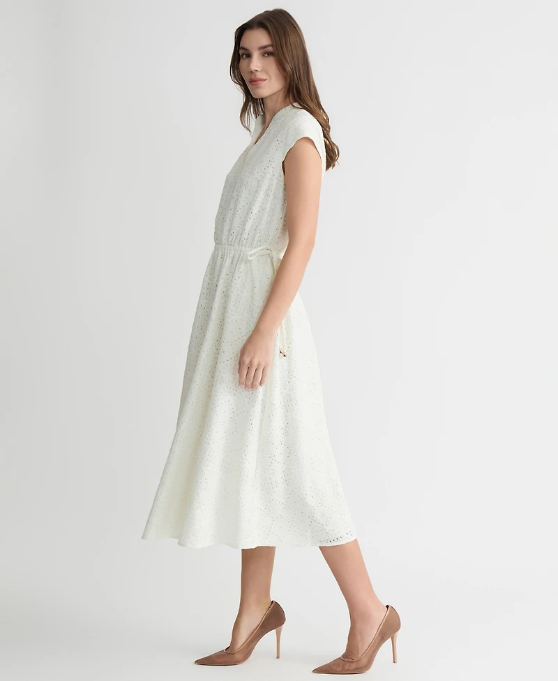 Kasper Women's Lace Drawstring-Waist Midi Dress