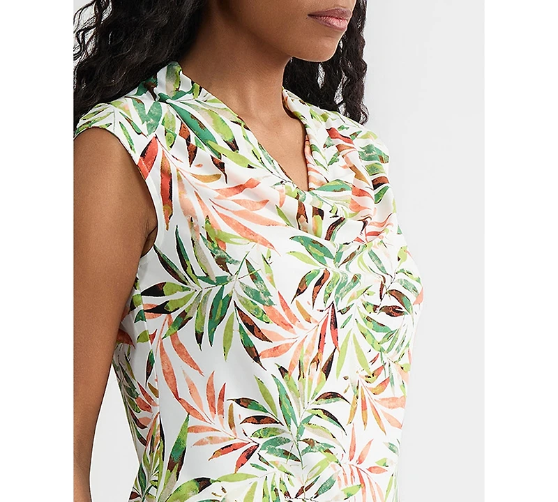 Kasper Women's Printed Sleeveless Cowl-Neck Top