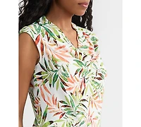 Kasper Women's Printed Sleeveless Cowl-Neck Top