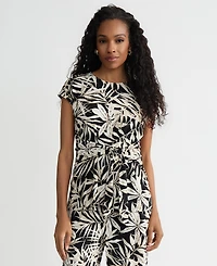 Kasper Women's Printed Cap-Sleeve Tie-Waist Top, Regular & Petite