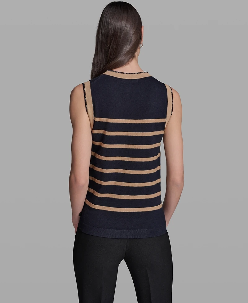 Karl Lagerfeld Paris Women's Sleeveless Stripe Sweater