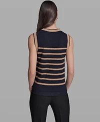 Karl Lagerfeld Paris Women's Sleeveless Stripe Sweater