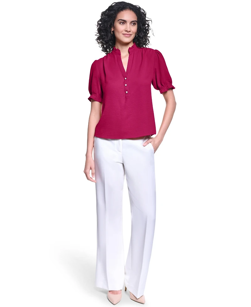 Karl Lagerfeld Paris Women's V-Neck Short-Sleeve Top