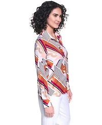 Karl Lagerfeld Paris Women's Collared Long-Sleeve Top
